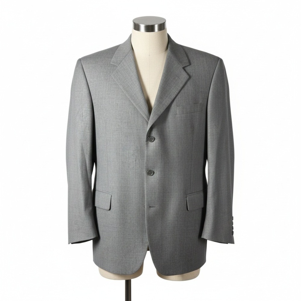 Andrew Fezza NY Mens Gray Super 100s Luxury Wool Fabric Suit Jacket Blazer Hole